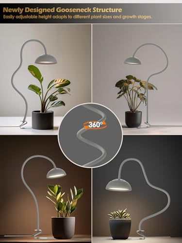 GLOWRIUM Smart Grow Lights for Indoor Plants,10W Full Spectrum LED Plant Light with 3/9/12 Timer,10 Dimmable Levels,Height Adjustable Grow Light with Base (White) - color: White