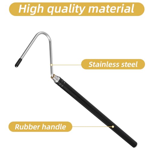 Mabor 40 Inch Snake Hook, Stainless Steel Extensible Grappling Hook | Retractable Pick-Up Handling Tool Pool Skimmer Basket Hooks