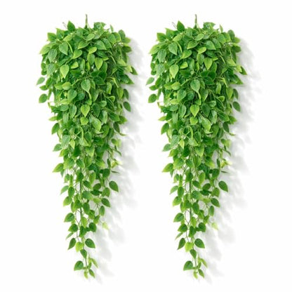 Adak Fake Hanging Plants Vines (2 Pack) – Artificial Ivy Greenery Garlands for Room Decor, Bedroom, Living Room, Kitchen, Office & Patio – Indoor & Outdoor Hanging Décor (No Flowerpot)
