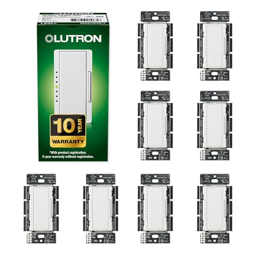 Lutron Maestro LED+ Dimmer Switch for Dimmable LED, Halogen and Incandescent Bulbs, 150W/Single-Pole or Multi-Location, MACL-153M-WH, White (8-Pack) - color: White, size: 8 Pack, style: Dimmer
