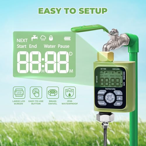 HOMENOTE Misting Cooling System with Timer, 59FT Misting Hose+20 Brass Nozzles+3/4" Brass Adapter+Water Timer with Mist Mode & Irrigation Mode, Outdoor Misters for Patio Cooling and Garden Watering - size: 59FT / 18M