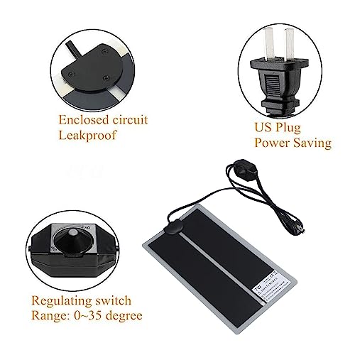 Reptile Heat Pad Under Tank Heater Terrarium Heating Mat for Snakes Lizards Turtles PET Tear Tough Safe (7W) - size: 7W