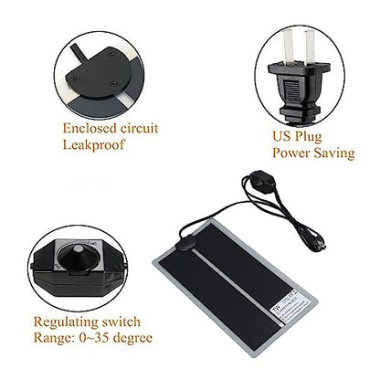Reptile Heat Pad Under Tank Heater Terrarium Heating Mat for Snakes Lizards Turtles PET Tear Tough Safe (7W) - size: 7W