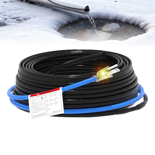 Sewage Pipe Heating Cable 18FT 120V Self-Regulating for Freeze Protection in Wastewater Systems, Sump Pumps and Roof De-Icing with Fluoropolymer Corrosion-Proof Technology - style: 18FT