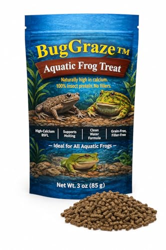 African Dwarf Frog Food – High Protein Sinking Pellets for Aquatic Frogs – Natural Insect-Based Diet – BugGraze 3oz