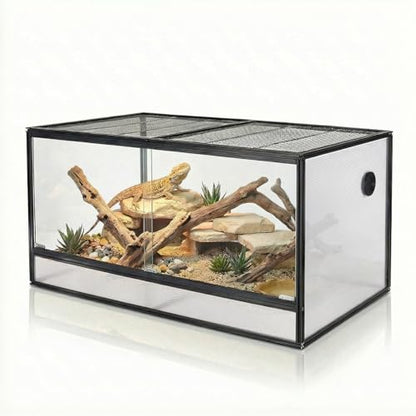 120 Gallon Bearded Dragon Tank, 48x24x24 Reptile Enclosure, Black - color: Black