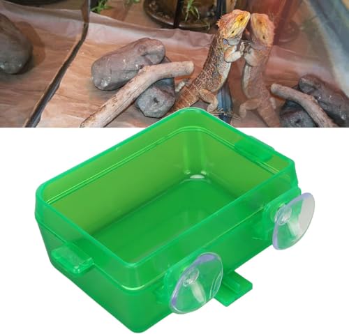 Zerodis Green Suction Cup Reptile Feeder, Gecko Lizard Escape Proof Food Water Bowl (S)