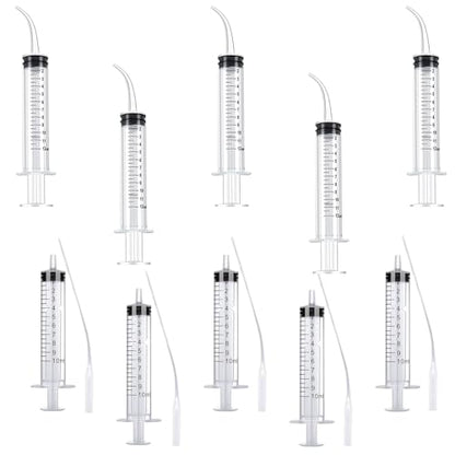 10pcs Plastic Pet Feeding Syringe with Silicone Curved Tip, 4.7inch/12cm Soft Feeding Tubes for Small Dogs, Birds, Cats, Puppy, Kitten, 12ml