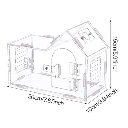 Reptile Feeding Box Critter Keeper Portable Transparent Animal Habitat Cage Hatching Container for Frog Bearded Dragon Gecko (7.87x3.94x5.91inch)
