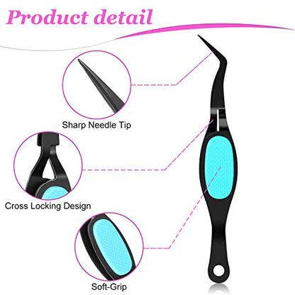 Mudder 3 Pcs Reverse Tweezers Craft Crossing Lock Tweezers Reverse Grip Precision Curved Bent Straight Fine Tip for Craft Jewelry Beading Electronic Laboratory Work(Curved Tip) - style: Curved Tip