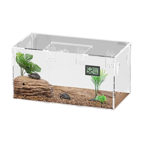 Acrylic Tarantula Enclosure, Reptile Terrarium Breeding Tank w/Temperature Hygrometer,Habitat Reptiles Feeding Box Isopod Terrarium Cage for Insect Lizard Home Office (Reptile-Tank-S(No Tray)) - size: Reptile-Tank-S(No Tray)