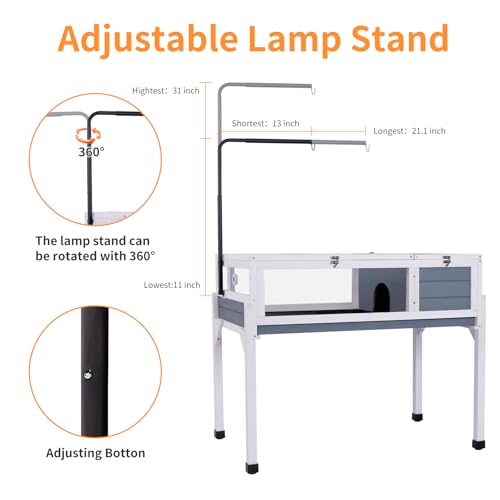 Nicedday Tortoise Habitat with Adjustable Lamp Holder Indoor Tortoises Enclosure for Small Animal Lizards Hamster Snake Turtle Habitat Reptile Cage