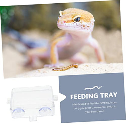 Hemoton 2pcs Reptile Feeding Bowls Escape Water Basin for Tanks Suction Cup Reptile Food Dishes Supplies
