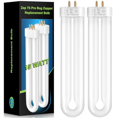 GOOTOP Replacement Bulb for Zap T6 Pro, K15, T9, X3 Bug Zapper Outdoor, 15W, 4-Pin Base, U Shaped Twin Tube Bulb for Outdoor Mosquito Zapper,2 Pack - size: 2 pcs