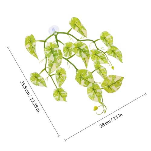 PRETYZOOM Artificial Reptile Tank Plants and Vines with Suction Cups, Fake Climbing Leaves for Terrarium Environment Decorations, Non-Toxic Plastic Reptile Climbing Ornaments Suitable