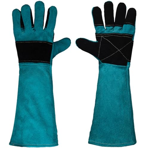 Animal Handling Gloves 17.71/23.6 Inches Multipurpose Puncture & Scratch Resistant, Bite Proof For Cat Dog Bird Falcon Livestock Snake(Green,45cm/17.71in)