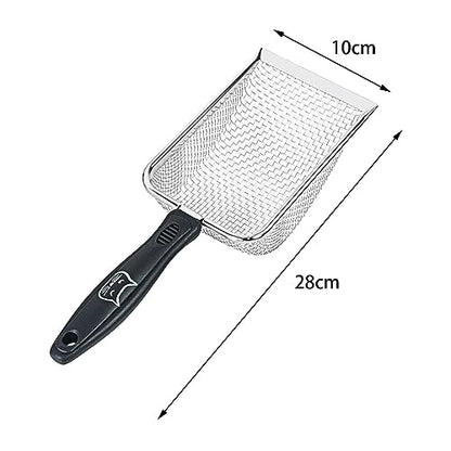 Cat Litter Scooper Reptile Sand Scoop Stainless Steel Cleaner Portable Cat Litter Sifter Scoop for Instant Cleaning Aquarium, 2.8mm mesh