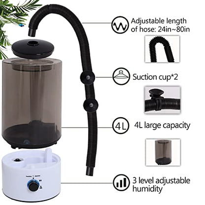 4L Reptile Humidifier Fogger with Extended Hose - Adjustable & Quiet Fogger/Mister for Chameleon, Bearded Dragon, Amphibians - Large Capacity(White) - color: White+Black