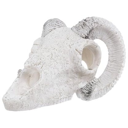 POPETPOP Reptile Skull Hideout Cave Resin Bull Skull Aquarium Decoration Large Fish Tank Habitat Hideout Terrarium Ornament for Snake Lizard Pets