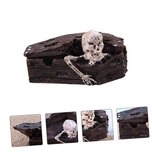 Didiseaon 2pcs Creative Resin Coffin Decor for Aquarium Skull Tank Ornament Fish Tank Landscaping Decoration Safe for