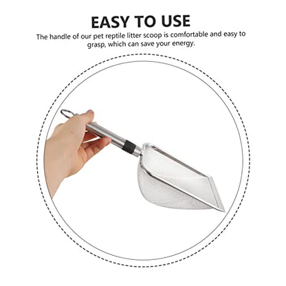 Ipetboom 3pcs Stainless Steel Reptile Litter Scoop Mesh Design for Easy Waste Cleanup Sand Shovel for Tortoises Lizards and Pets for Daily Use and Terrarium Maintenance