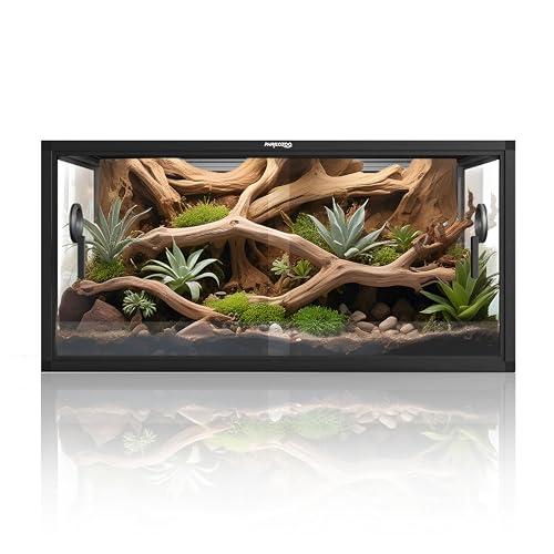 Phailozoo 50 Gallon Reptile Enclosure, Colorful Aluminum Frames Reptile Tank Assemble Within 6 Steps, Rust Proof Mesh Top for Air Circulation & Light Penetration, Dual Grommets for Multiple Wire Use - color: Ultimate Black, size: 50 Gallon