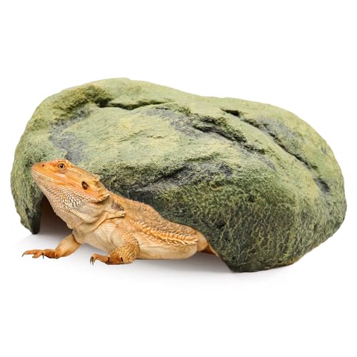 Reptile Simulation Rock Cave Hideouts, Large Resin Reptile Hides and Caves, Aquarium Terrarium Habitat Decor, Suitable for Lizard Bearded Dragon Turtle Snake Hermit Crab 12 × 10 × 5 Inches