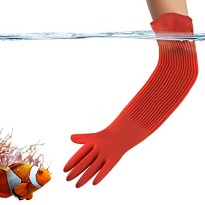 SunGrow 22" Long Rubber Gloves for Dog and Cat Bath, Grooming, Aquarium Water Changes - Keep Hands and Arms Dry with Comfortable, Waterproof, Non-Slip Household Gloves
