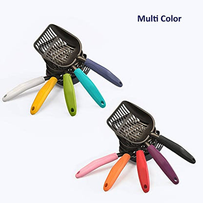 WePet Cat Litter Scoop, Non-Stick Plated Aluminum Alloy Sifter, Kitty Durable Metal Scooper, Deep Shovel, Long Handle, Kitten Pooper Lifter, Size Large, Coated Black Body with Grey Handle - color: #05 Grey, size: Large