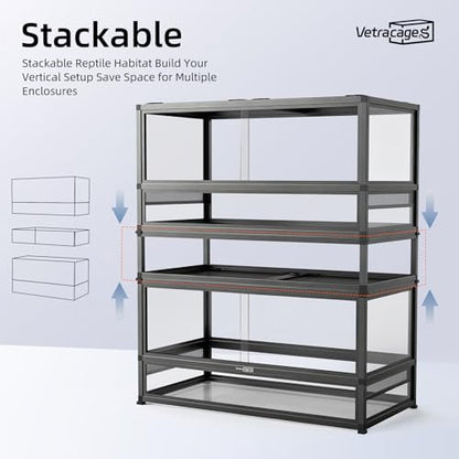 36x18x18 Glass Reptile Terrarium, 50 Gallon Aluminum Frame Reptile Enclosure with Waterproof Base, Sliding Doors, Screen Top & Stackable Design for Snakes Geckos Lizards - size: Bioactive-36X18X18INCH