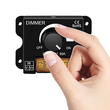 2Pack LED Dimmer Switch DC 12-24V 30A PWM Stepless Brightness Dimming Controller for Single Color LED Strip 5050/3528 Light