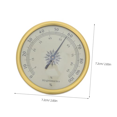 YARNOW Analog Hygrometer Humidity Meter 72mm Gold Mechanical Round Gauge 2.5 Accuracy No Battery Needed for Terrarium Greenhouse Cigar Humidor Display Case
