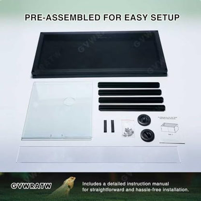 48-Gallon Acrylic Reptile Terrarium 36”x18”x18” – Durable Reptile Tank with Heat-Resistant Aluminum Frame, Smooth Dual Swinging Doors (No Sand/Debris Clogging) – Ideal for Lizards, Snakes & Geckos.