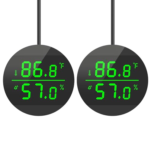 QZQ Reptile Thermometer and Humidity Gauge, LED Digital Thermometer Hydrometer, Reptile Tank Accessories for Bearded Dragon, Crested Gecko, Snake, Lizard, USB Power Supply (2 Pack Black) - color: Black - 2 Pack