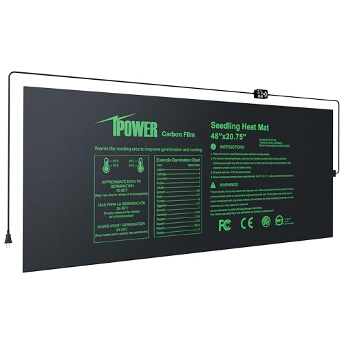 iPower 48"x20.75" Seedling Heat Mat with Built-in Temperature Controller, MET Certified Waterproof Plant Heating Pad, for Germination, Breeding, Brewing - size: 48" x 20.75", style: with Dual LED Thermostat