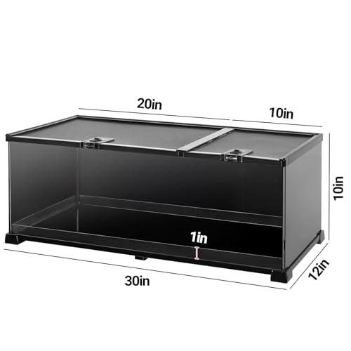 REPTIZOO Reptile Terrarium Tank 30" x 12" x 10", Black-Tinted Glass Snake Tank with Top Feeding Ports Top Screen Ventilation Reptile Habitat for Snake Spider