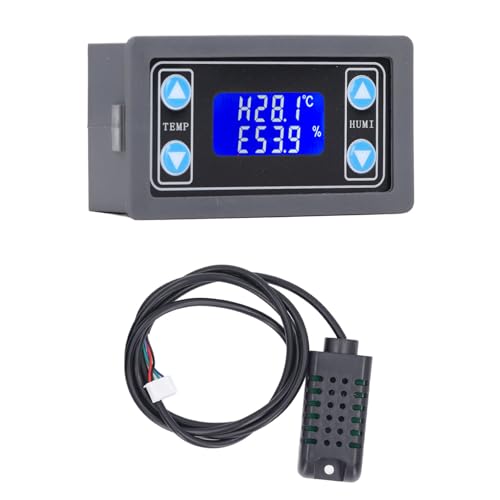 Temperature Humidity Controller Dual Relay Output 10A 0.1°C 0.1%RH Precision Machined for Greenhouse Grow Tent, Automatic Cooling Dehumidification Mode for Plant Growth Fermentation
