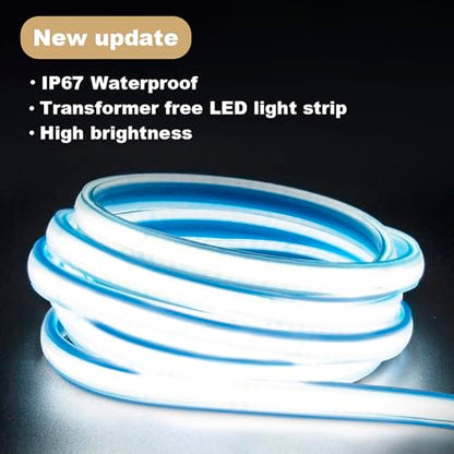 110 Volt COB LED Strips Lights 1 Meter IP67 Waterproof LED Light Strips Cold White with US Plug 10 Watt Light Strip 6000K 3.28 Feet (Cold White, 3.28ft) - color: Cold White 6000K, size: 3.28ft