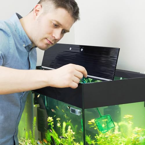 Sieral Aquarium Canopy Set Polycarbonate Greenhouse Panels 19.37 x 9.37 x 0.24 Inch for 10/20 Gallon Fish Tank Without Center Brace Aquariums Cover Fish Tank Lid, Black - color: Black, size: 20 x 10 Inch