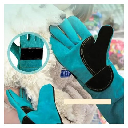 Anti-Bite Safety Gloves Ultra Long Thickened Green, Compatible for Grip Biting Catch Pets Protective Dog Reptiles Animal Supplies(45cm) - color: 45cm