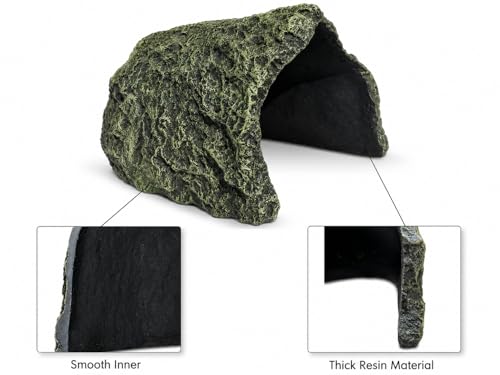 Oversize Resin Rock Reptiles Large Hideout Cave – Ideal for Turtles, Lizards, Bearded Dragons, Leopard Geckos, Snakes, Amphibians,Small Pets and Fish – Perfect for Aquarium and Terrarium Habitat Decor