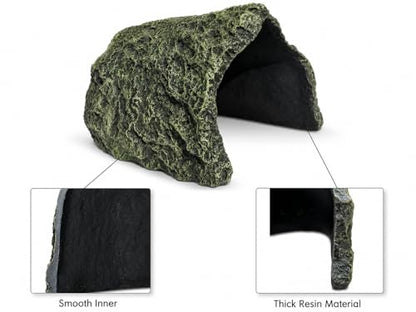 Oversize Resin Rock Reptiles Large Hideout Cave – Ideal for Turtles, Lizards, Bearded Dragons, Leopard Geckos, Snakes, Amphibians,Small Pets and Fish – Perfect for Aquarium and Terrarium Habitat Decor