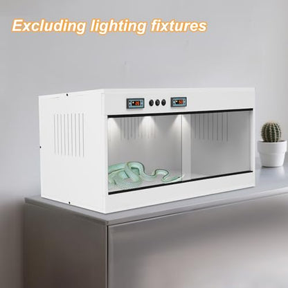Reptile Enclosure, 31.5*15.8*15.8in PVC Reptile Terrarium Independent Temperature Control Intelligent Thermostat Reptile Tank Front Opening Sliding Door E27 Lamp Holders for Lizard Snake Bird (Black) - color: Black