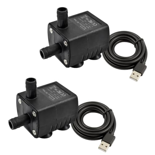 CONQUERALL 2PCS Submersible DC 5V 2W USB Aquarium Pump, 170L/H 2m Lift for Pet Fountain and DIY Cooling - color: Usb 5v 2w 170l/H 2m Head (Black), size: 2PCS