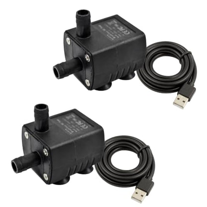 CONQUERALL 2PCS Submersible DC 5V 2W USB Aquarium Pump, 170L/H 2m Lift for Pet Fountain and DIY Cooling - color: Usb 5v 2w 170l/H 2m Head (Black), size: 2PCS