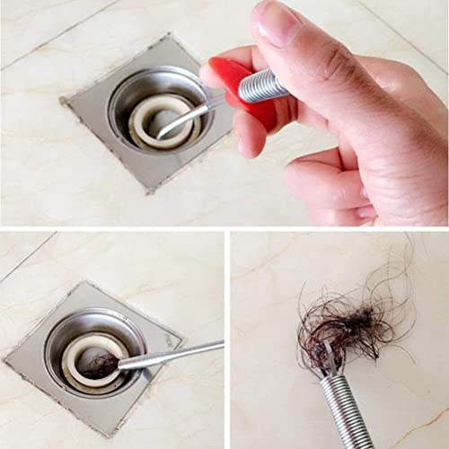 Stainless Steel Drain Pipe Cleaning Spring Stick, Hair Catching Claw Wire, Sink Sewer Clog Dredge Remover, Basin Cleaner, Flexible Grabber Pickup Tool, Retractable Cable (5ft (160cm), Black)