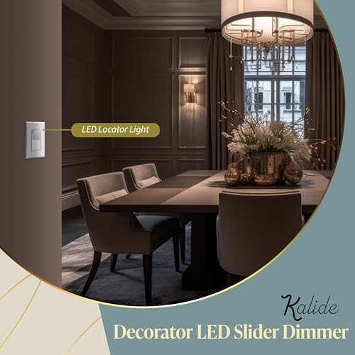 TOPGREENER Kalide Dimmer Light Switch, LED Dimmer Switch, Full Range Dimming, Single Pole/3-Way, 120VAC, 60Hz, 300W LED/CFL, Neutral Wire Not Required, Wall Plate Included, White - color: white