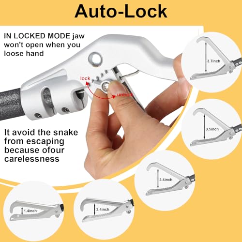 Snake Tongs Heavy Duty, 68" Snake Catcher Grabber for Rattlesnake Professional Safe Handling Snake Long Reach Grabber Wide Jaw Handling Tool with Lock Non Slip Foam Handle Sturdy Metal Tubes