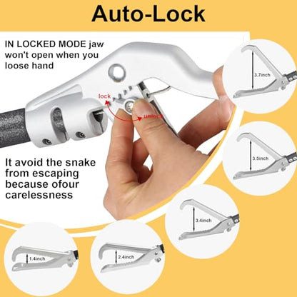 Snake Tongs Heavy Duty, 68" Snake Catcher Grabber for Rattlesnake Professional Safe Handling Snake Long Reach Grabber Wide Jaw Handling Tool with Lock Non Slip Foam Handle Sturdy Metal Tubes