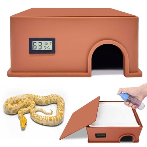 Reptile Hide Snake Hide,with a Humidification Groove Equipped with a Temperature and Humidity Sensor,Humid Hideout for Snakes,Juvenile Ball Pythons, Lizards,Leopard Geckos and Other Small Reptiles.